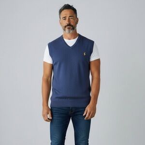 Vintage Polo Ralph Lauren Men’s XL Blue Sweater Vest 90’s sleeveless Golf